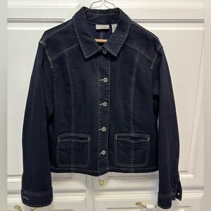 Chico’s Platinum Denim Blue Jean Jacket
Women’s Size Large Chico’s 2